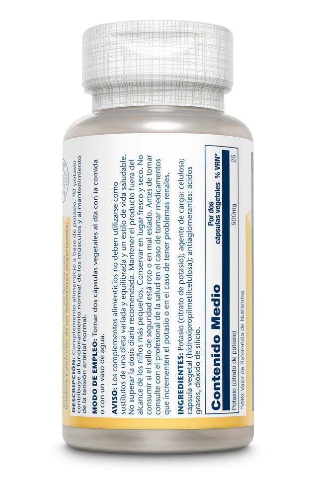 SOLARAY POTASSIUM 500 MG 60 CAPSULAS VEGETALES