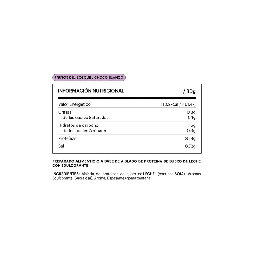 BE LEVELS WHEY ISOLATED PROTEIN BERRIES-WHITE CHOCO 750 G
