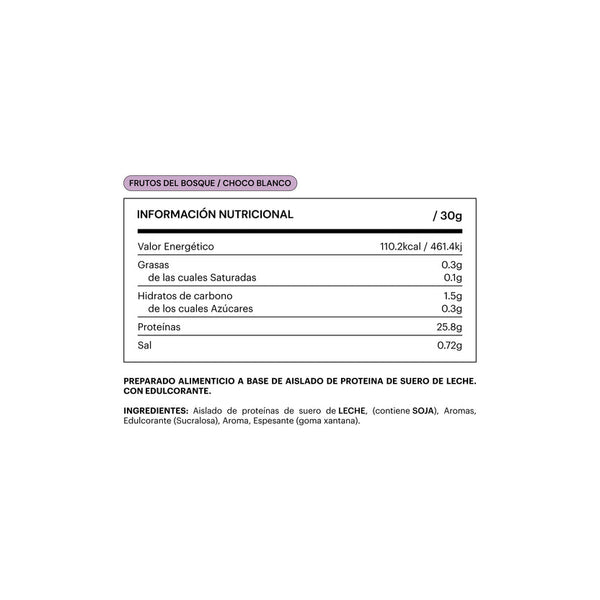 BE LEVELS WHEY ISOLATED PROTEIN BERRIES-WHITE CHOCO 750 G