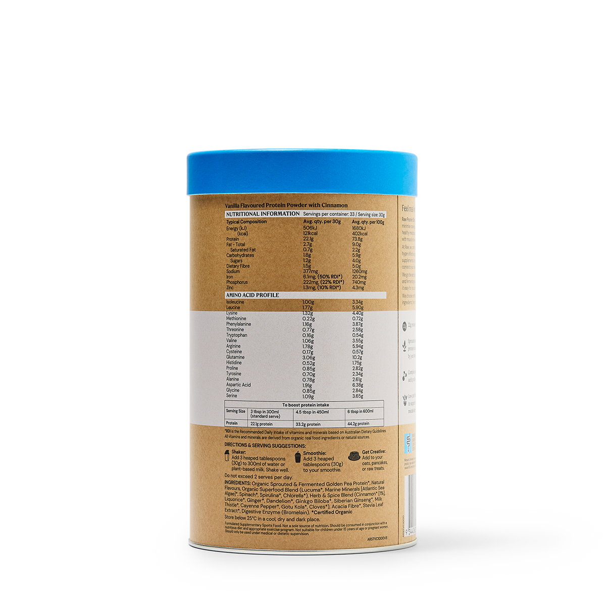 RAW PROTEIN SLIM & TONE VANILLA CINAMMON 500G