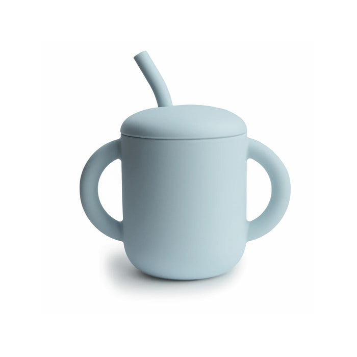 MUSHIE TAZA+PAJITA SILICONA POWDER BLUE